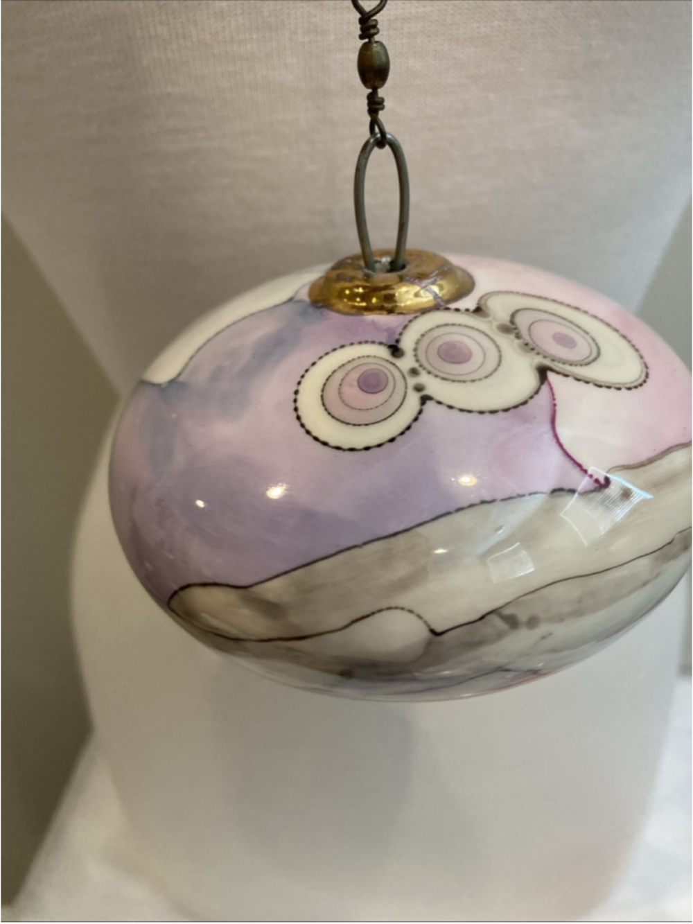 Fredrick Francis VTG Hand Painted Porcelain Art Ball Ornament Signed 95 FF